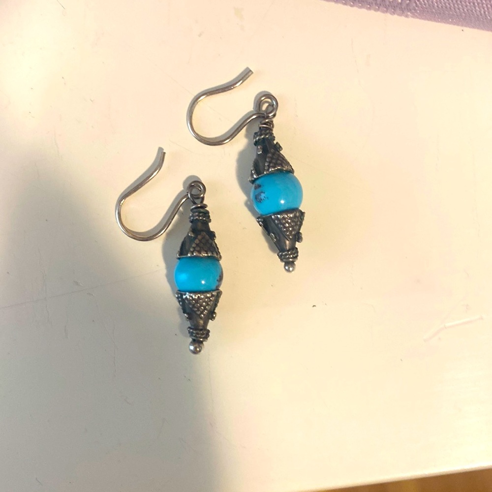 Turquoise And Sterling Silver Earrings 925